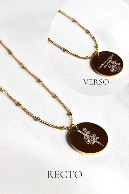 Collier gravé inspiré de livres  - Édition Littéraire Les Bijoux De Claclou