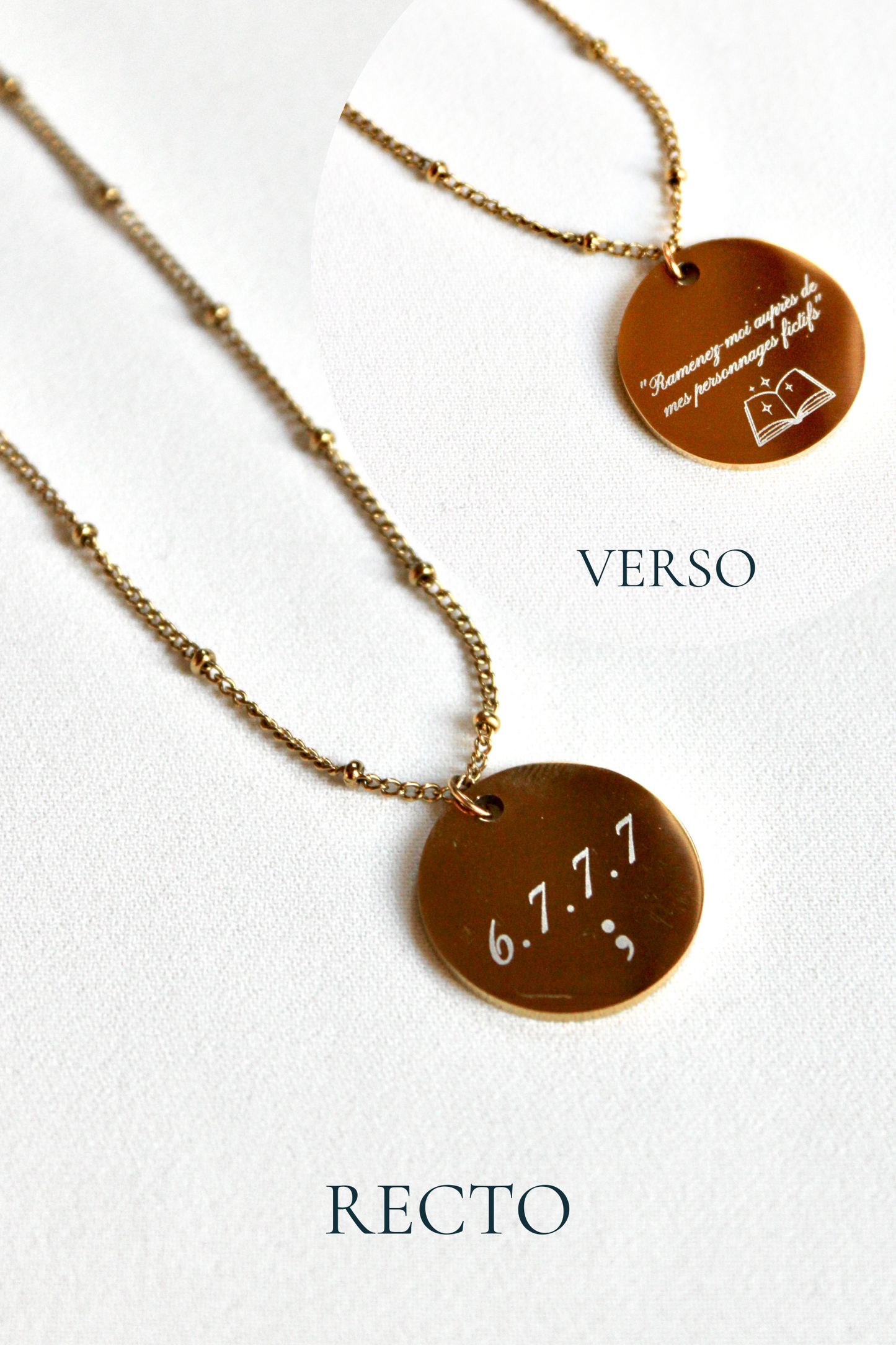 Collier gravé inspiré de livres  - Édition Littéraire Les Bijoux De Claclou