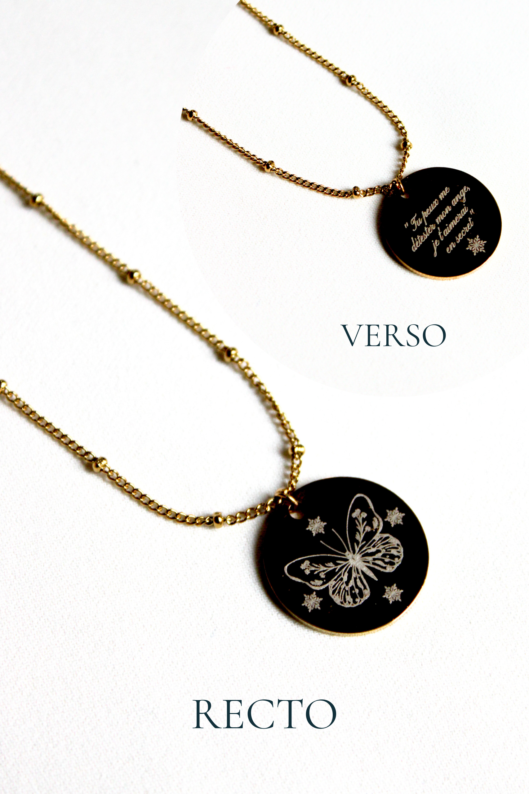 Collier gravé inspiré de livres  - Édition Littéraire Les Bijoux De Claclou