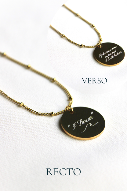 Collier gravé inspiré de livres  - Édition Littéraire Les Bijoux De Claclou