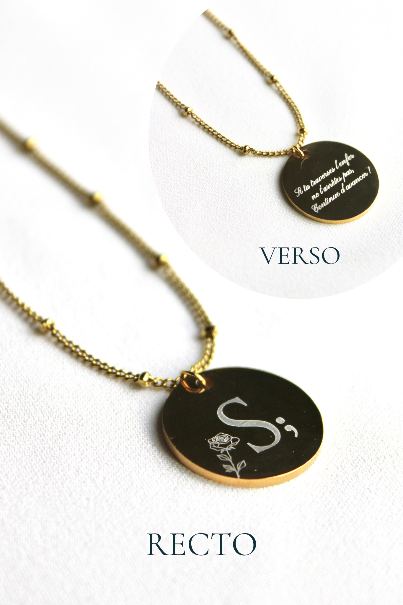 Collier gravé inspiré de livres  - Édition Littéraire Les Bijoux De Claclou