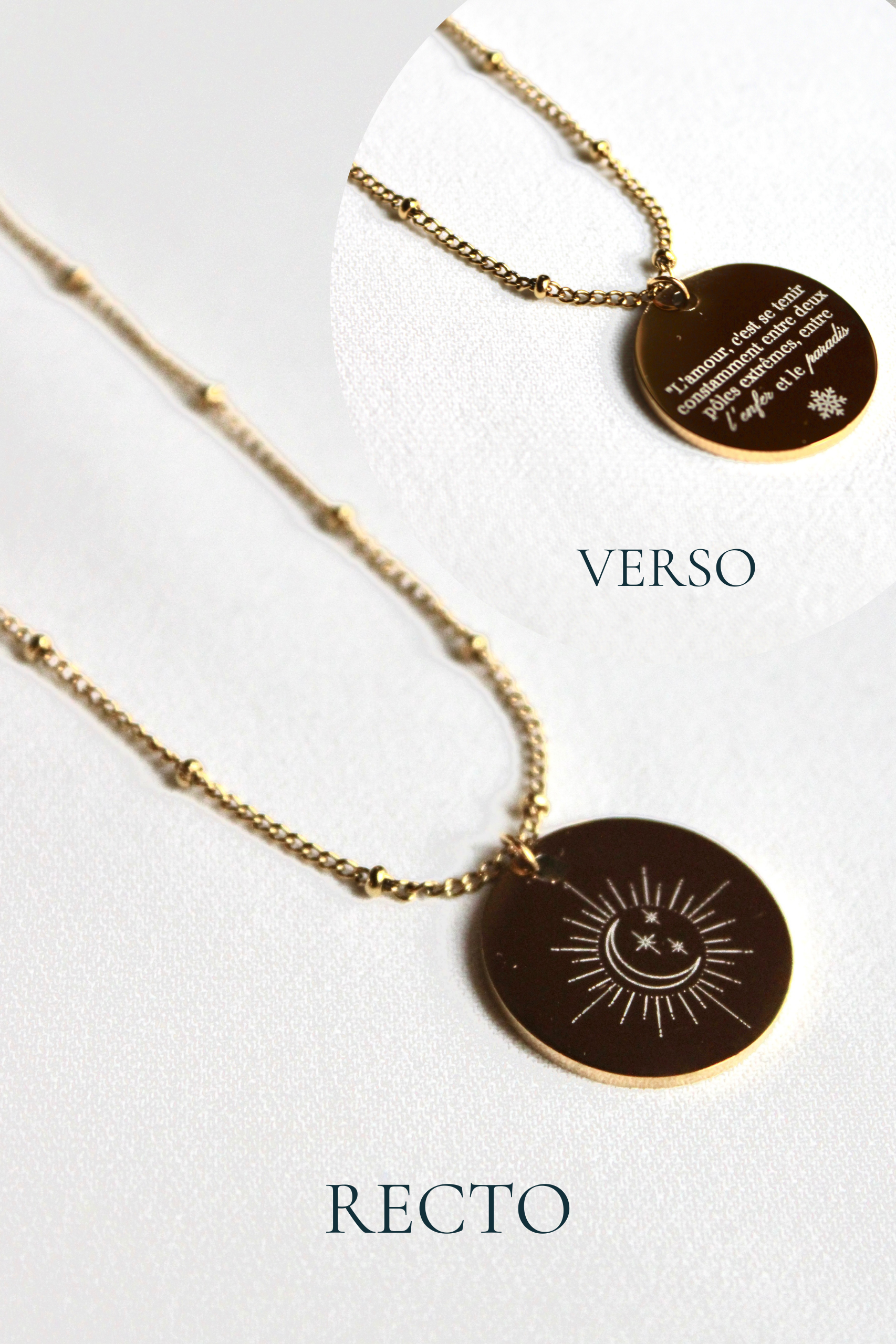 Collier gravé inspiré de livres  - Édition Littéraire Les Bijoux De Claclou