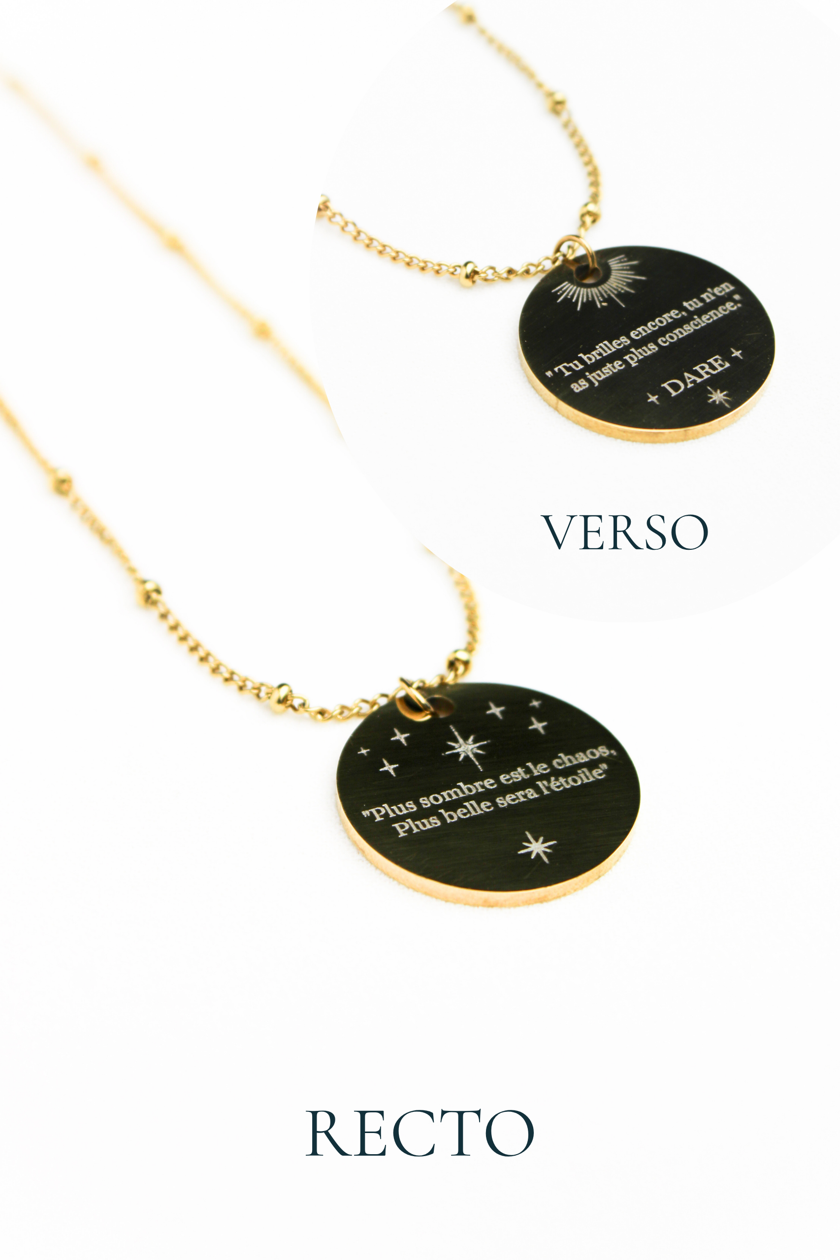 Collier gravé inspiré de livres  - Édition Littéraire Les Bijoux De Claclou