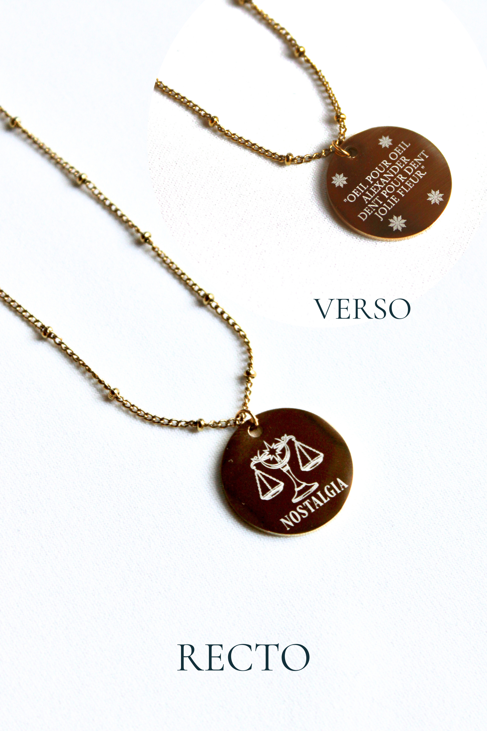 Collier gravé inspiré de livres  - Édition Littéraire Les Bijoux De Claclou