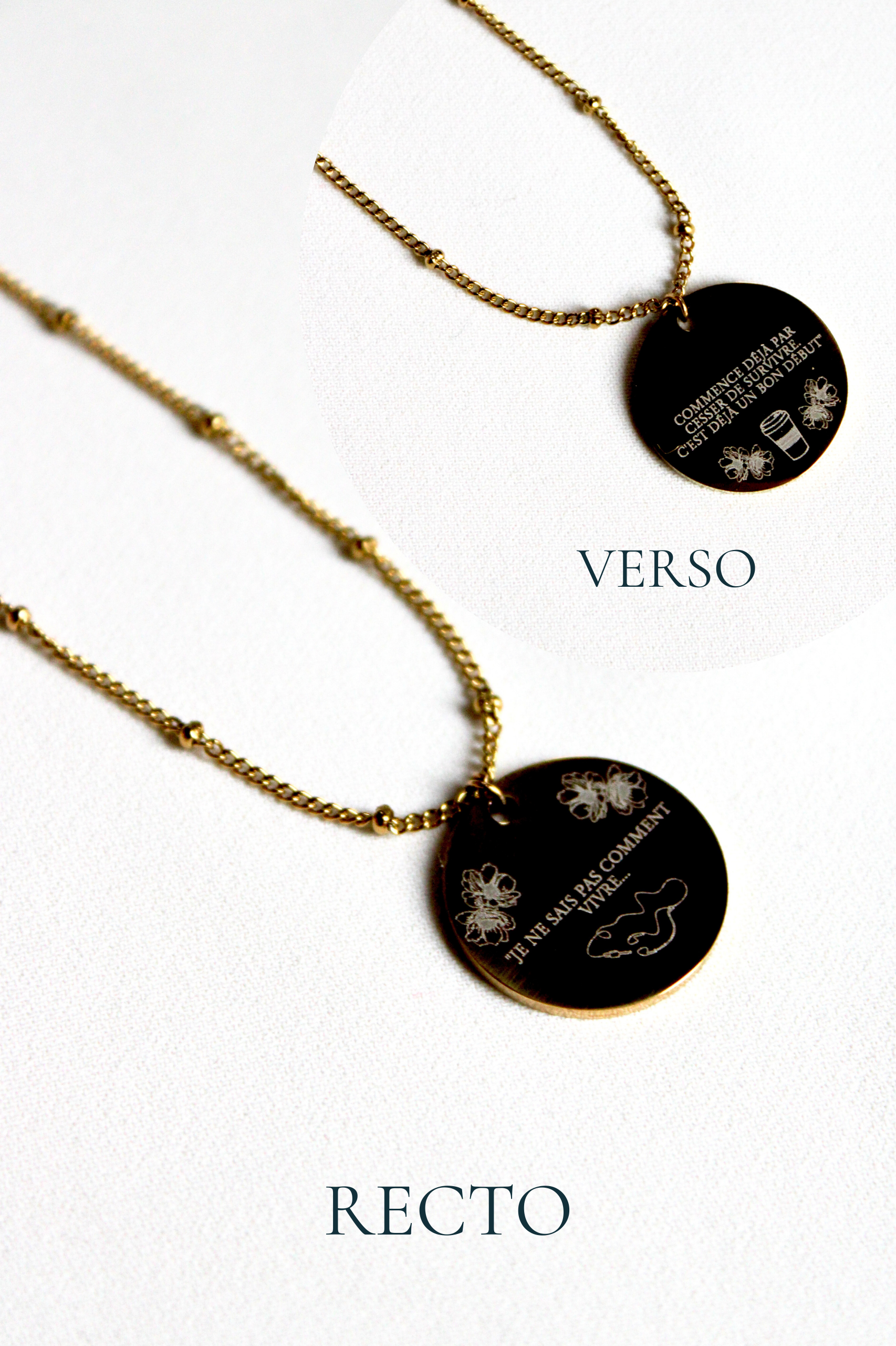 Collier gravé inspiré de livres  - Édition Littéraire Les Bijoux De Claclou