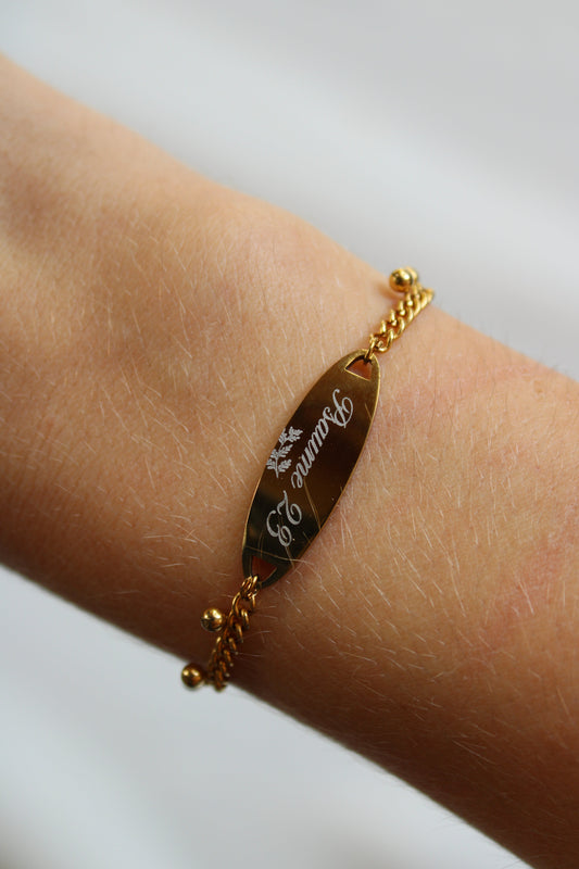 Bracelet gravée ROMANTIQUE (gourmette large) Les Bijoux De Claclou