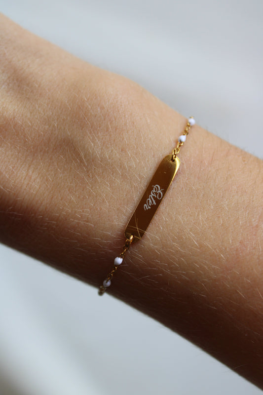 Bracelet gravée GRACIEUSE (gourmette fine) Les Bijoux De Claclou