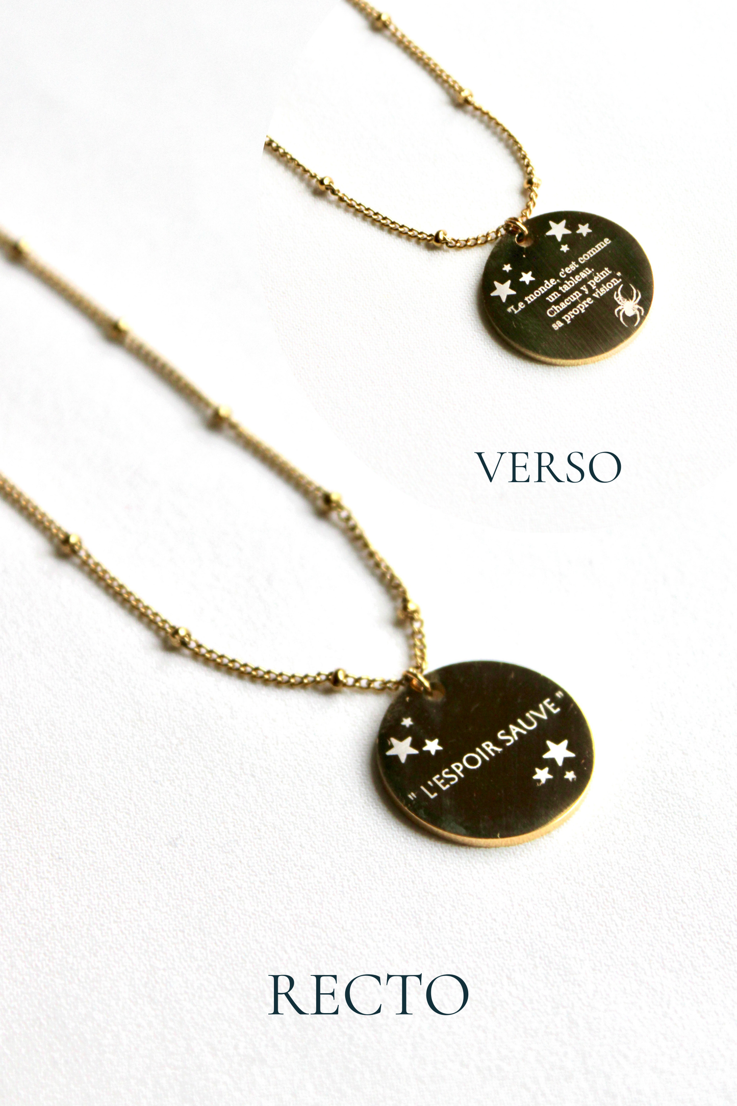 Collier gravé inspiré de livres  - Édition Littéraire Les Bijoux De Claclou