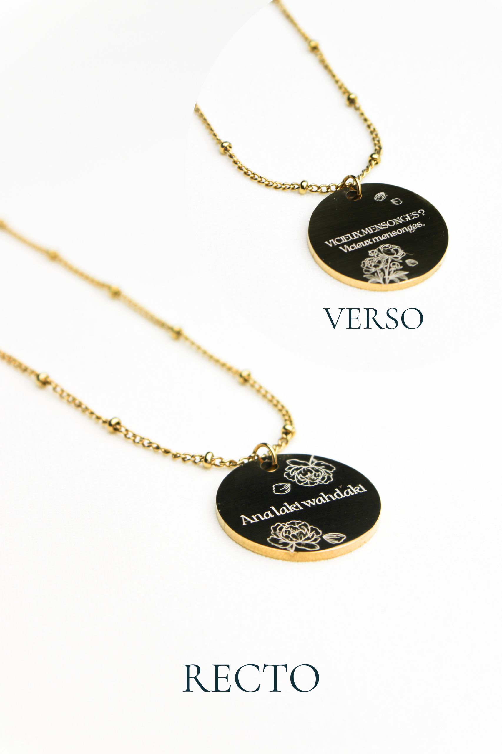 Collier gravé inspiré de livres  - Édition Littéraire Les Bijoux De Claclou