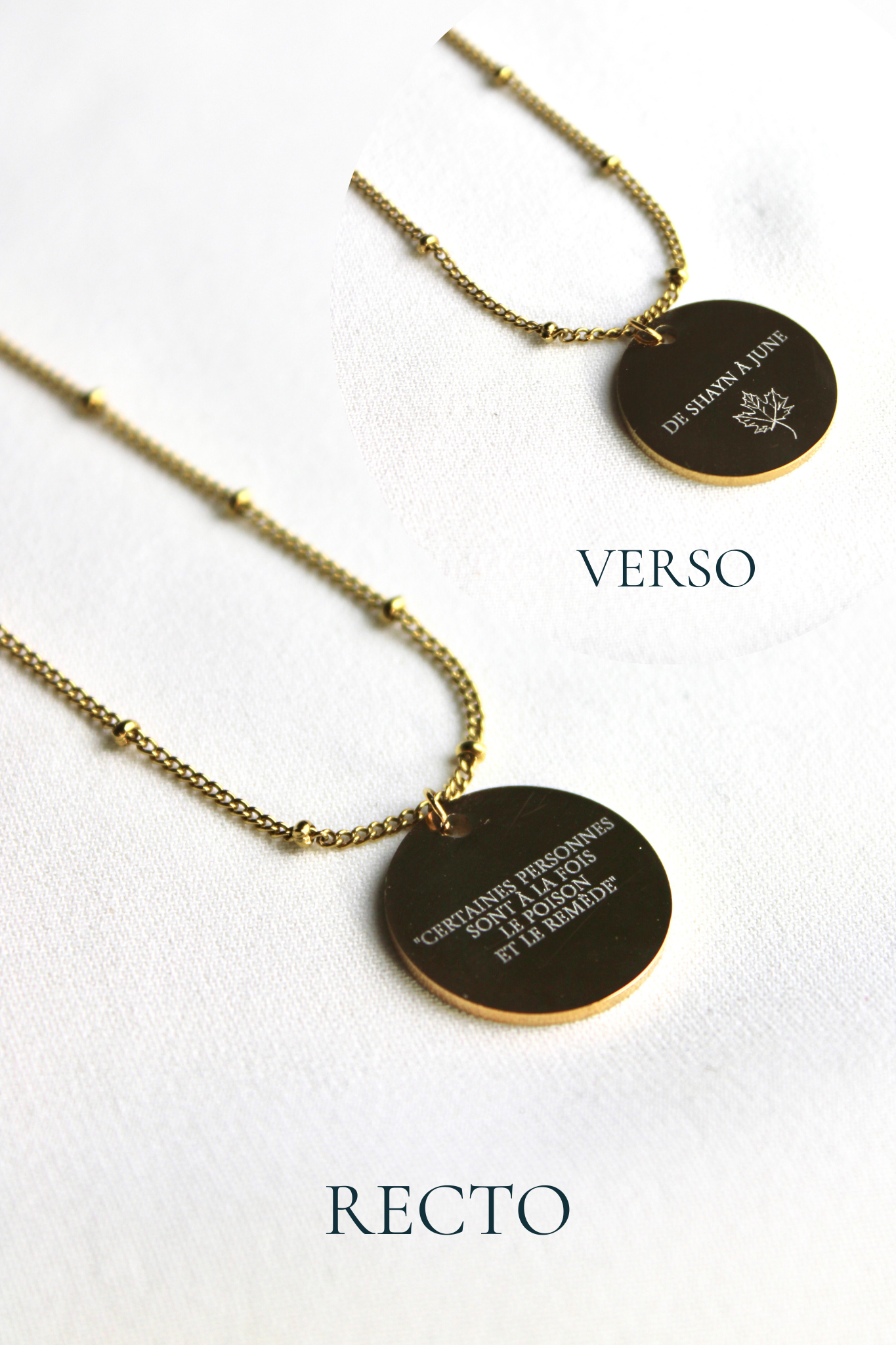 Collier gravé inspiré de livres  - Édition Littéraire Les Bijoux De Claclou