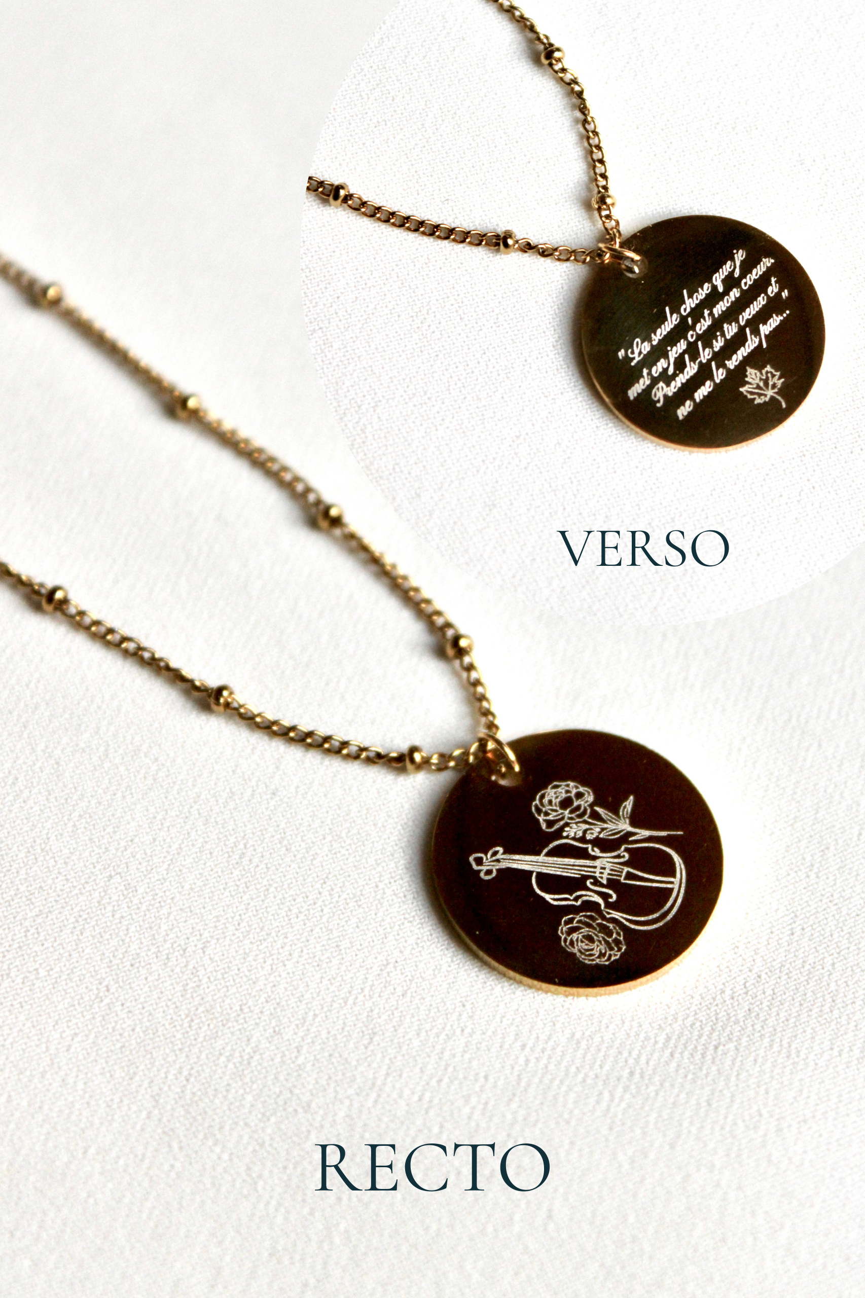 Collier gravé inspiré de livres  - Édition Littéraire Les Bijoux De Claclou