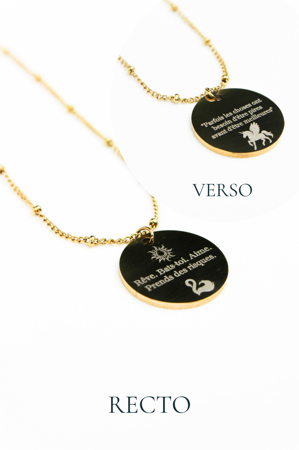 Collier gravé inspiré de livres  - Édition Littéraire Les Bijoux De Claclou