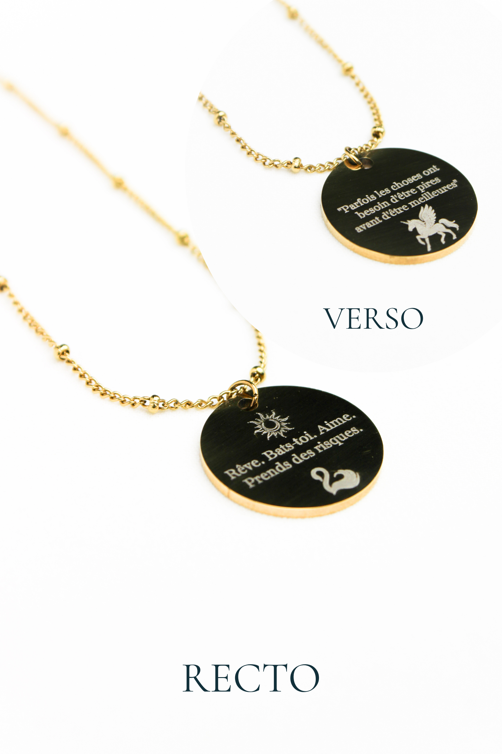 Collier gravé inspiré de livres  - Édition Littéraire Les Bijoux De Claclou