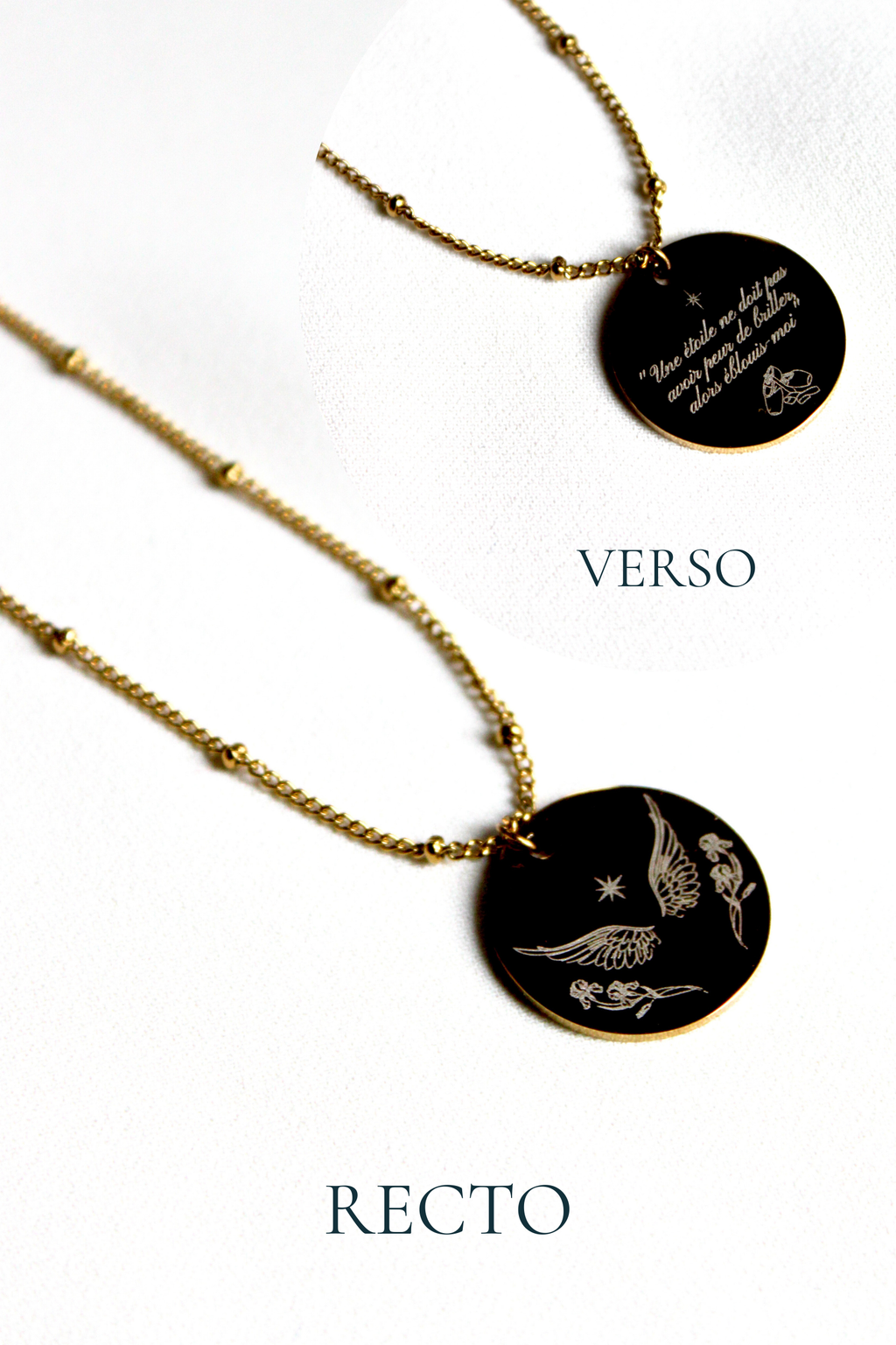 Collier gravé inspiré de livres  - Édition Littéraire Les Bijoux De Claclou