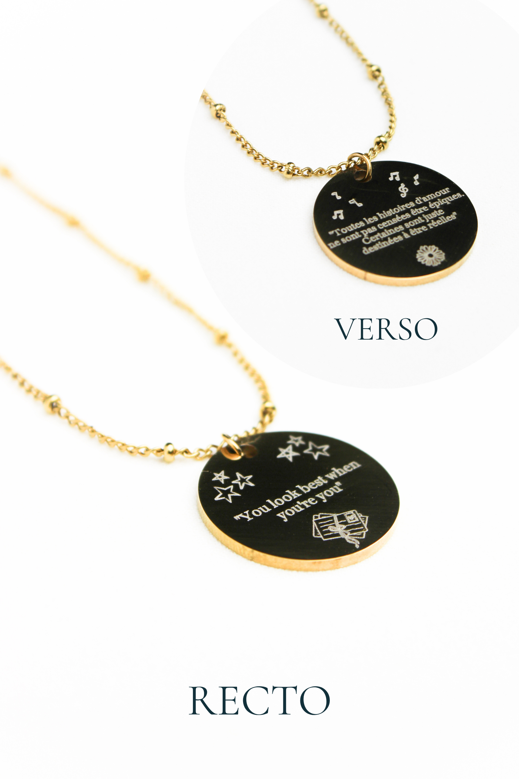 Collier gravé inspiré de livres  - Édition Littéraire Les Bijoux De Claclou